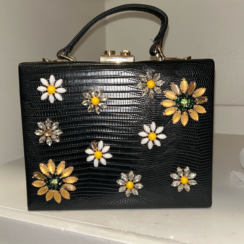Black rhinestone bag.